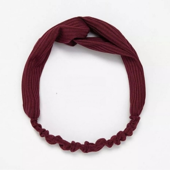 Ribbed Jersey Twist Headwrap - Maroon/Wine - Picture 8 of 9